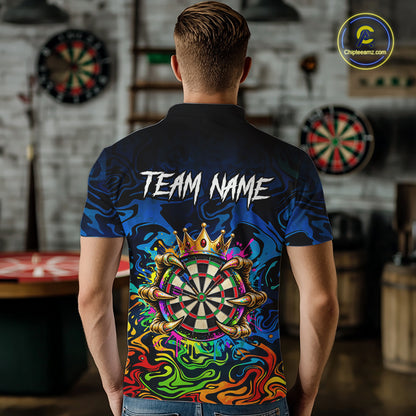Skeleton Crown Dartboard Darts Shirt For Men Custom Name Colorful Splatter Darts Team Jersey NYN4617