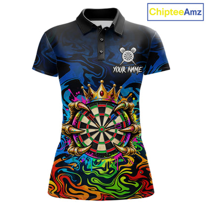 Skeleton Crown Dartboard Darts Shirt For Women Custom Name Colorful Splatter Darts Team Jersey NYN4617