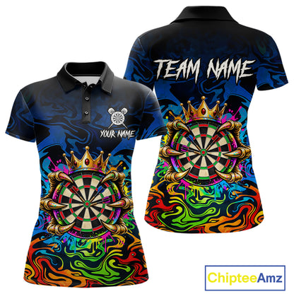 Skeleton Crown Dartboard Darts Shirt For Women Custom Name Colorful Splatter Darts Team Jersey NYN4617
