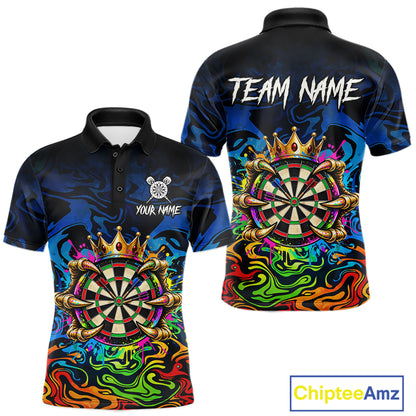 Skeleton Crown Dartboard Darts Shirt For Men Custom Name Colorful Splatter Darts Team Jersey NYN4617