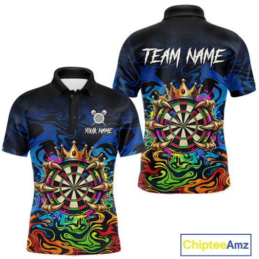 Skeleton Crown Dartboard Darts Shirt For Men Custom Name Colorful Splatter Darts Team Jersey NYN4617