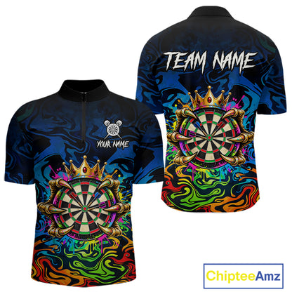 Skeleton Crown Dartboard Darts Shirt For Men Custom Name Colorful Splatter Darts Team Jersey NYN4617