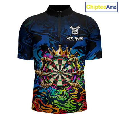 Skeleton Crown Dartboard Darts Shirt For Men Custom Name Colorful Splatter Darts Team Jersey NYN4617