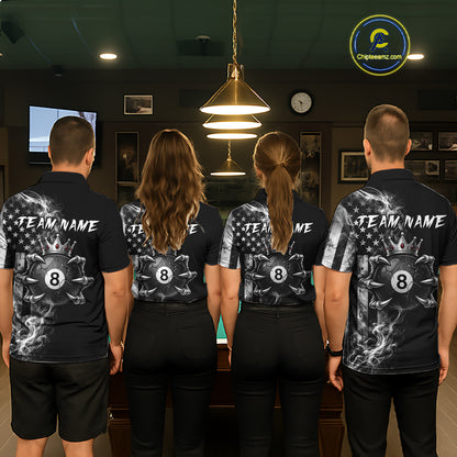 Smoke American Flag Billiard Pool Shirt For Men Custom Skeleton 8 Ball Pool Team Appeal NYN4619