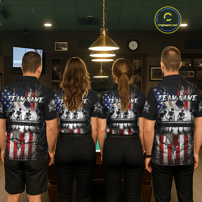 Texas Flag Billiard Pool Shirt For Men Custom Skeleton 8 Ball Pool Team USA Patriotic Appeal NYN4620