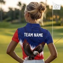Load image into Gallery viewer, Red Blue American Flag Eagle Golf Polo Shirts For Women Custom Patriotic Golf Team Jersey NYN3330