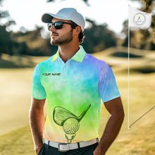 Load image into Gallery viewer, Tie Dye Golf Shirt Custom Rainbow Colorful Smoke Golf Clothing For Men Golf Team Outfits NYN3333