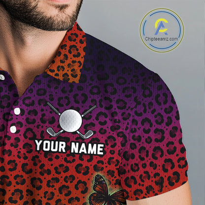 Mens Halloween Golf Polo Shirt Colorful Leopard Print Custom Butterfly Team Ladies Golf Tops NYN4229