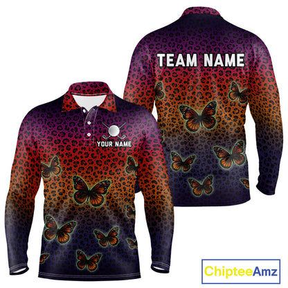 Mens Halloween Golf Polo Shirt Colorful Leopard Print Custom Butterfly Team Ladies Golf Tops NYN4229