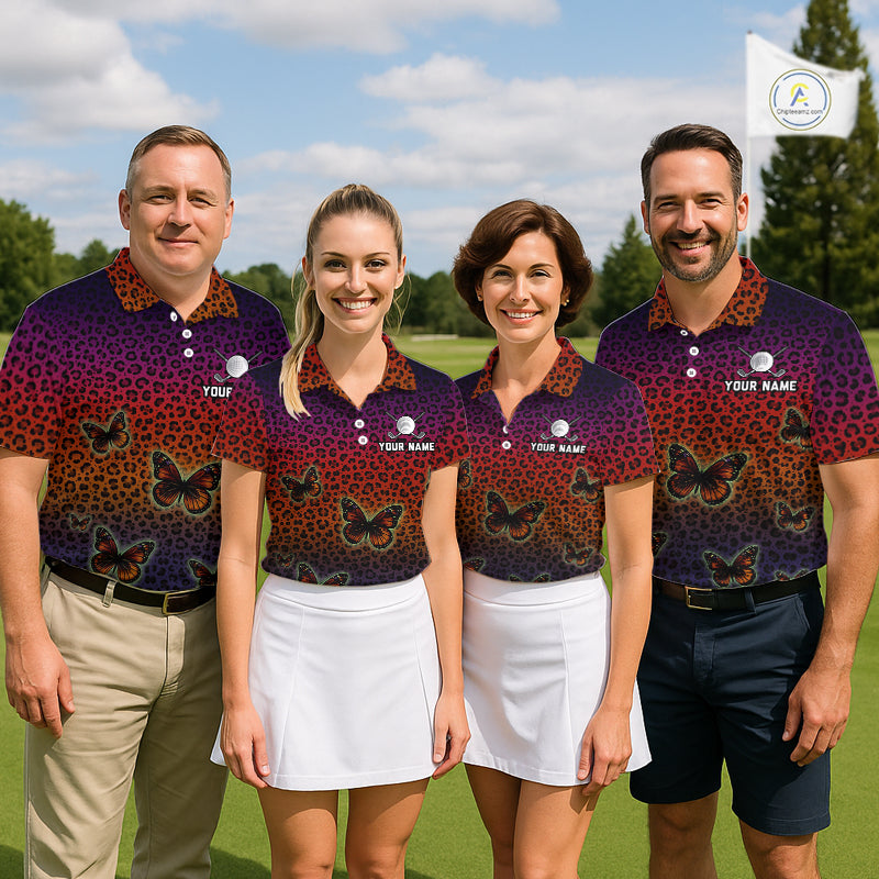 Mens Halloween Golf Polo Shirt Colorful Leopard Print Custom Butterfly Team Ladies Golf Tops NYN4229