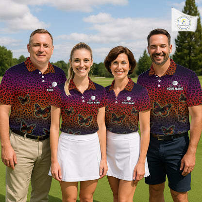 Mens Halloween Golf Polo Shirt Colorful Leopard Print Custom Butterfly Team Ladies Golf Tops NYN4229