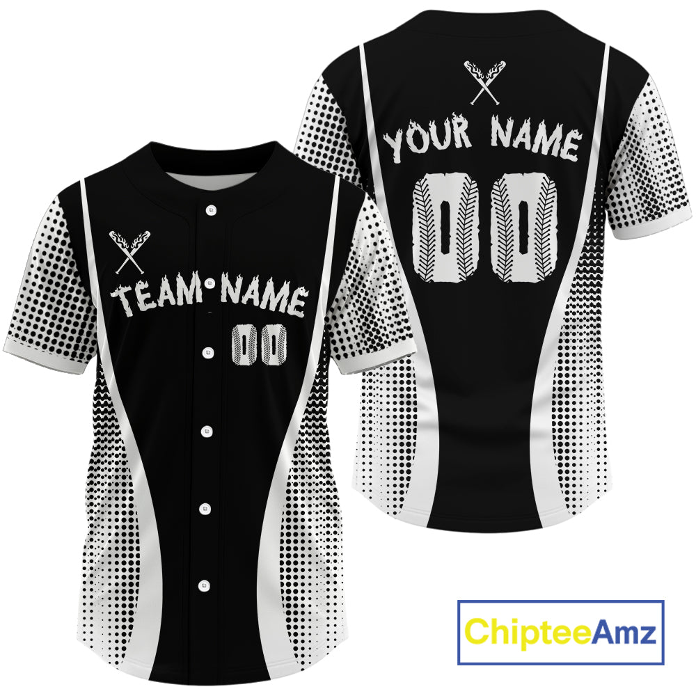 Custom Black And White Baseball Shirt For Men Baseball Tournament Shirt Jerseys NYN1519