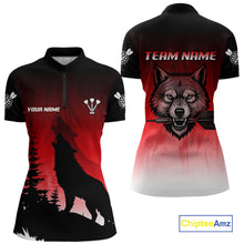 Load image into Gallery viewer, Personalized Wolf-Head Dart Arrows Red Dart Quarter-Zip Shirt For Women Dart Team Jerseys NYN2284