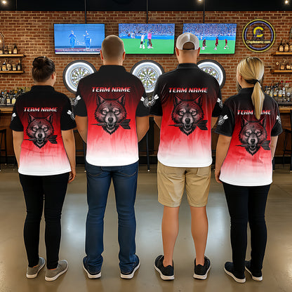 Personalized Wolf-Head Dart Arrows Red Dart Quarter-Zip Shirt For Women Dart Team Jerseys NYN2284
