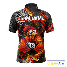 Load image into Gallery viewer, Funny Rooster Plays Pool 8 Ball 3D Billiard Shirt For Men Custom Grunge Flame Billiard Team Attire NYN2566