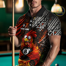 Load image into Gallery viewer, Funny Rooster Plays Pool 8 Ball 3D Billiard Shirt For Men Custom Grunge Flame Billiard Team Attire NYN2566