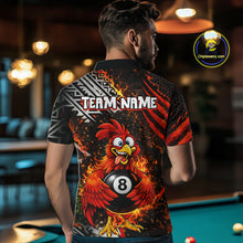 Load image into Gallery viewer, Funny Rooster Plays Pool 8 Ball 3D Billiard Shirt For Men Custom Grunge Flame Billiard Team Attire NYN2566