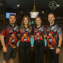 Load image into Gallery viewer, Funny Rooster Plays Pool 8 Ball 3D Billiard Shirt For Men Custom Grunge Flame Billiard Team Attire NYN2566