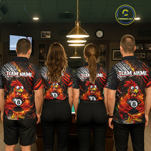 Load image into Gallery viewer, Funny Rooster Plays Pool 8 Ball 3D Billiard Shirt For Men Custom Grunge Flame Billiard Team Attire NYN2566