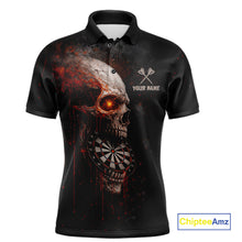 Load image into Gallery viewer, Horror Orange Splatter Grunge Skull Dartboard Dart Polo Shirts For Men Custom Dart Team Jerseys NYN2727