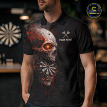 Load image into Gallery viewer, Horror Orange Splatter Grunge Skull Dartboard Dart Polo Shirts For Men Custom Dart Team Jerseys NYN2727