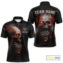 Load image into Gallery viewer, Horror Orange Splatter Grunge Skull Dartboard Dart Polo Shirts For Men Custom Dart Team Jerseys NYN2727