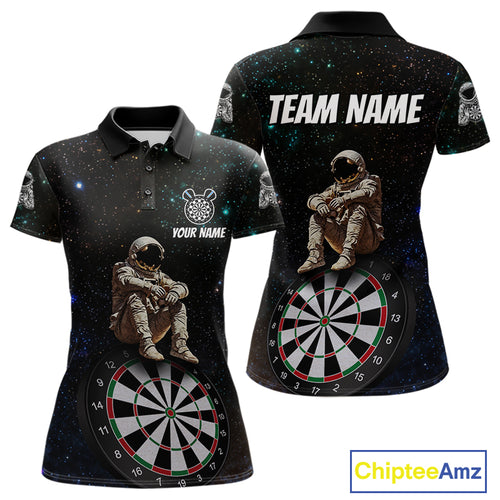 Custom Galaxy Astronaut Dartboard Funny Dart Polo Shirt For Women Outfit Dart Team Jerseys NYN1523