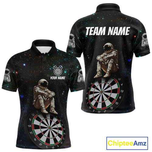 Custom Galaxy Astronaut Dartboard Funny Dart Polo Shirt For Men Outfit Dart Team Jerseys NYN1523