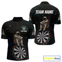 Load image into Gallery viewer, Custom Galaxy Astronaut Dartboard Funny Dart 1/4-Zip Shirt For Men Outfit Dart Team Jerseys NYN1523