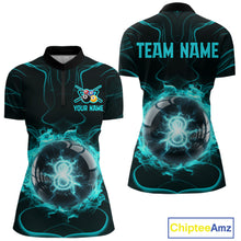 Load image into Gallery viewer, Turquoise Smokes Pool 8 Ball Billiard Shirts For Women Custom Cue Billiard Team Jerseys NYN2290