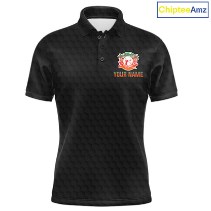 Tropical Black Golf Ball Polo Golf Shirts For Men Custom Splatter Golf Team Attire For Golfers NYN3153