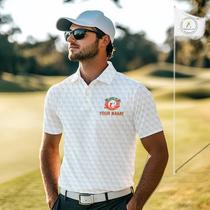 Tropical White Golf Ball Polo Golf Shirts For Men Custom Splatter Golf Team Attire For Golfers NYN3154