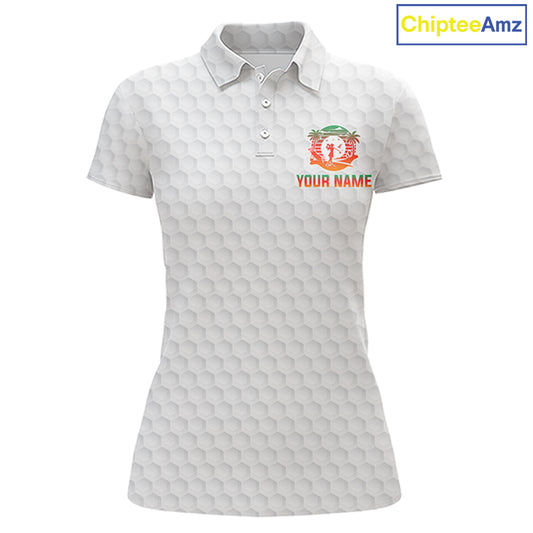 Tropical White Golf Ball Polo Golf Shirts For Women Custom Splatter Golf Team Attire For Golfers NYN3154