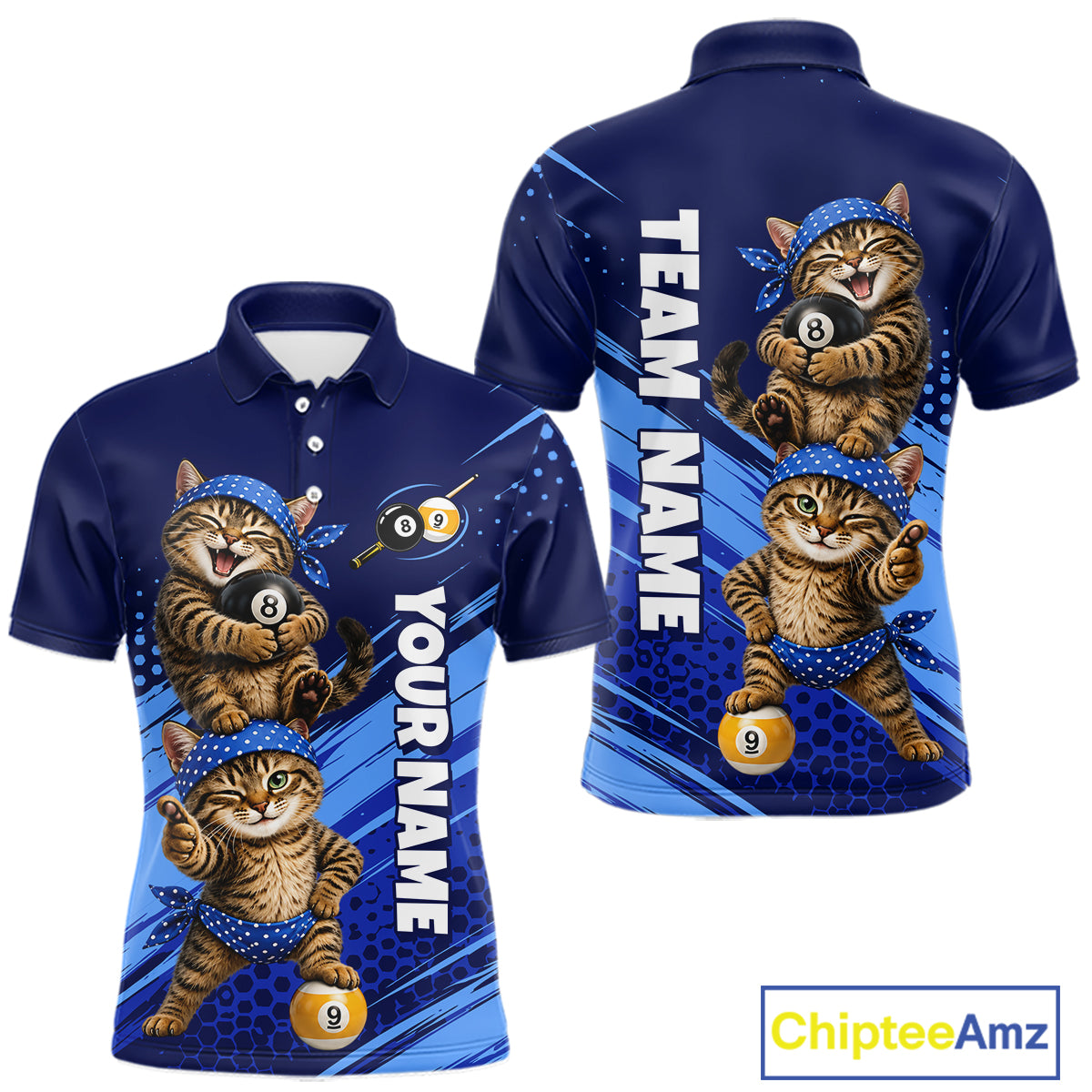 Custom Billiards Pool Shirt Funny Cat Couple Jersey, 8 Ball & 9 Ball Team Billiard Gift For Pooler NYN4268