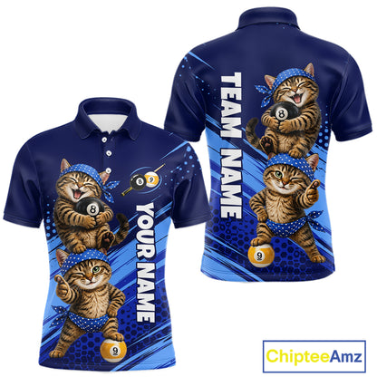 Custom Billiards Pool Shirt Funny Cat Couple Jersey, 8 Ball & 9 Ball Team Billiard Gift For Pooler NYN4268