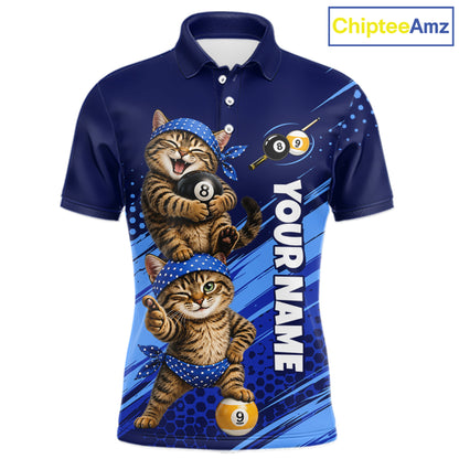 Custom Billiards Pool Shirt Funny Cat Couple Jersey, 8 Ball & 9 Ball Team Billiard Gift For Pooler NYN4268