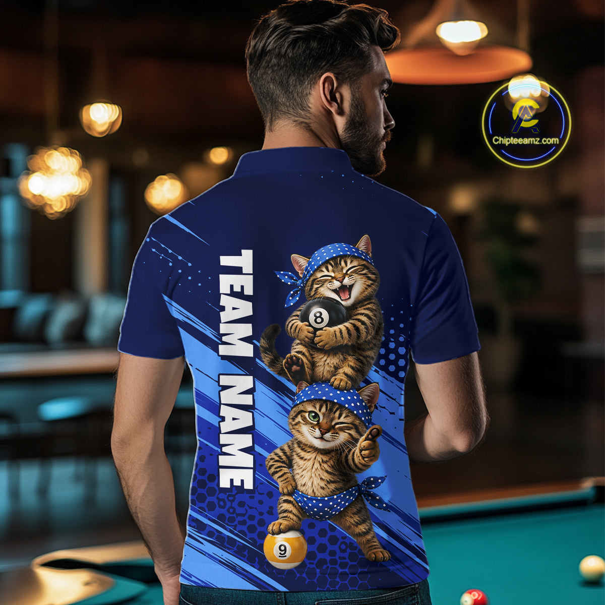 Custom Billiards Pool Shirt Funny Cat Couple Jersey, 8 Ball & 9 Ball Team Billiard Gift For Pooler NYN4268