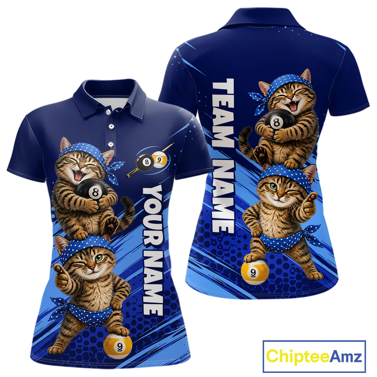 Custom Billiards Pool Shirt Funny Cat Couple Jersey, 8 Ball & 9 Ball Team Billiard Gift For Women NYN4268