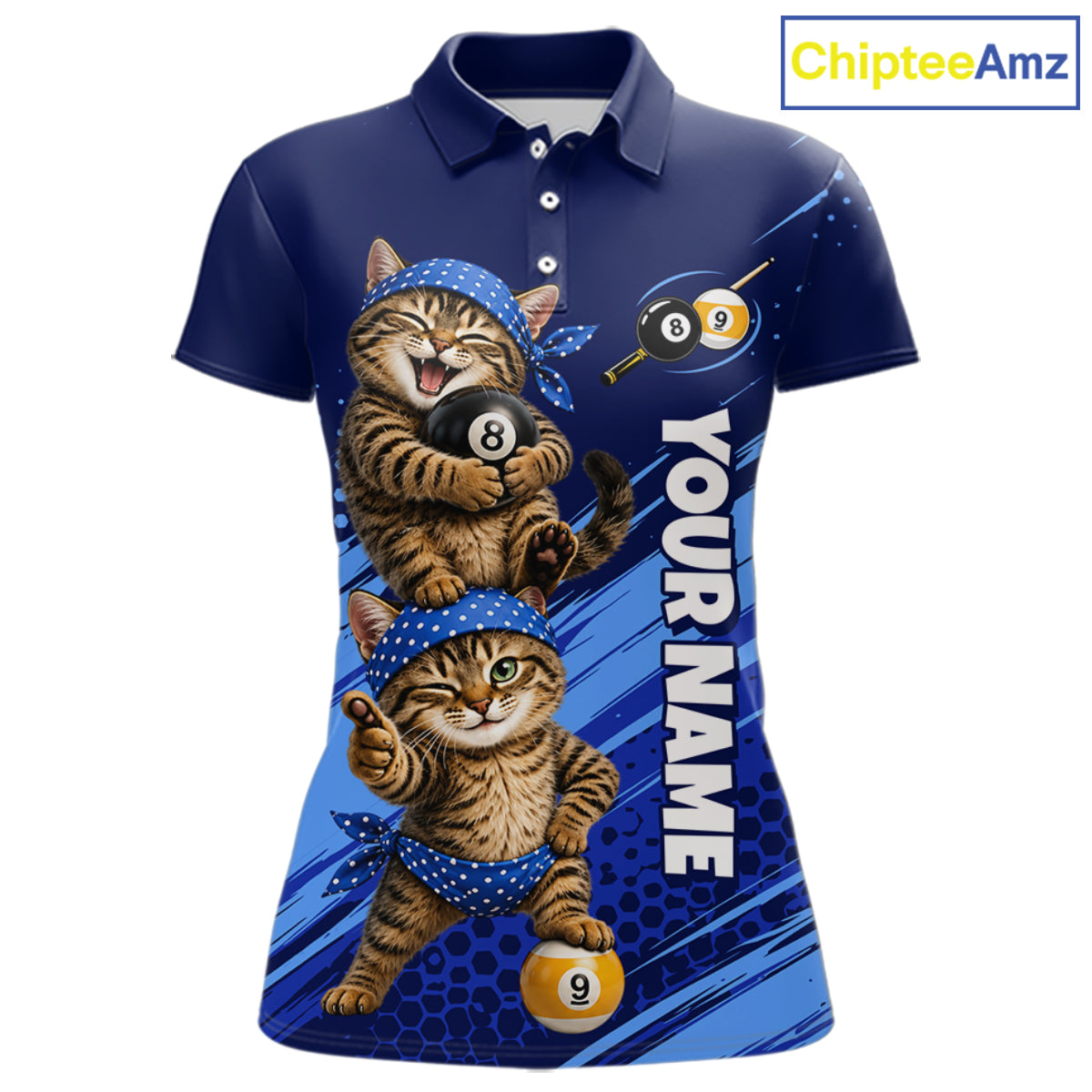 Custom Billiards Pool Shirt Funny Cat Couple Jersey, 8 Ball & 9 Ball Team Billiard Gift For Women NYN4268