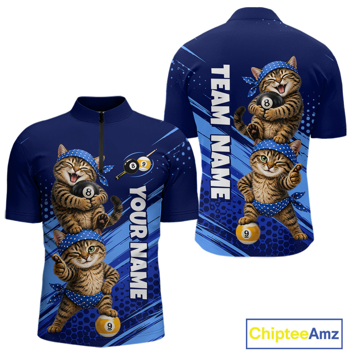 Custom Billiards Pool Shirt Funny Cat Couple Jersey, 8 Ball & 9 Ball Team Billiard Gift For Pooler NYN4268