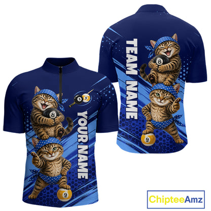 Custom Billiards Pool Shirt Funny Cat Couple Jersey, 8 Ball & 9 Ball Team Billiard Gift For Pooler NYN4268