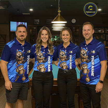 Custom Billiards Pool Shirt Funny Cat Couple Jersey, 8 Ball & 9 Ball Team Billiard Gift For Pooler NYN4268