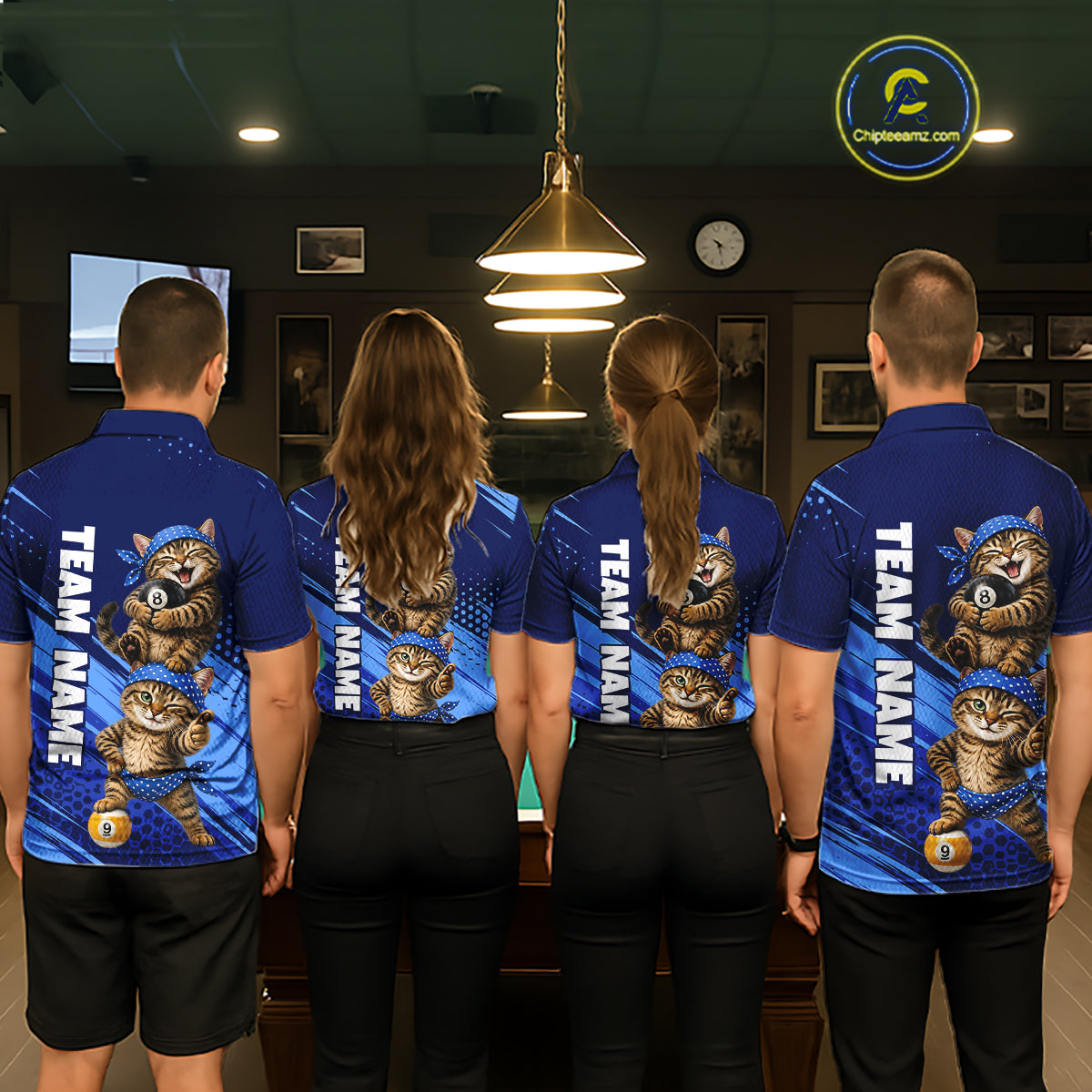 Custom Billiards Pool Shirt Funny Cat Couple Jersey, 8 Ball & 9 Ball Team Billiard Gift For Pooler NYN4268