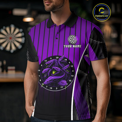 Custom Black And Purple Cobras Dartboard Dart Polo Shirt For Men Dart Team Jerseys NYN1534