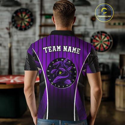 Custom Black And Purple Cobras Dartboard Dart Polo Shirt For Men Dart Team Jerseys NYN1534