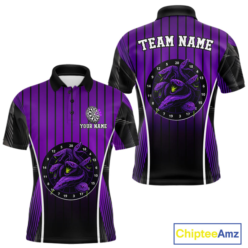 Custom Black And Purple Cobras Dartboard Dart Polo Shirt For Men Dart Team Jerseys NYN1534