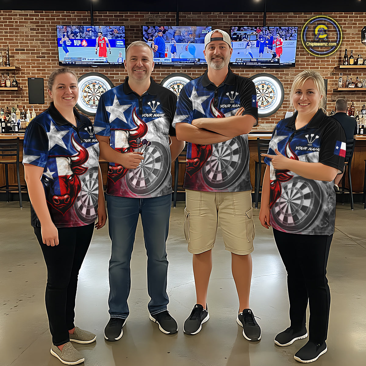 Smoke Texas Flag Darts Polo 1/4-Zip Shirt For Men Custom Bull Darts Team Darts Tournament Jersey NYN4671