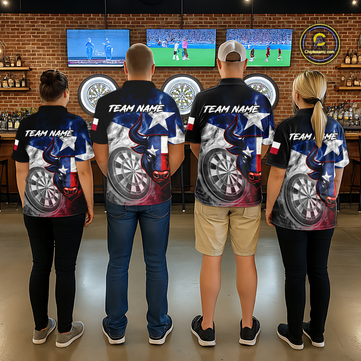 Smoke Texas Flag Darts Polo 1/4-Zip Shirt For Men Custom Bull Darts Team Darts Tournament Jersey NYN4671