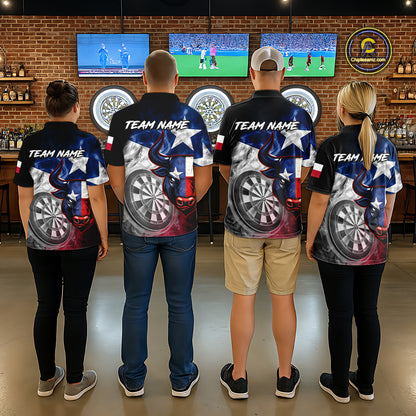 Smoke Texas Flag Darts Polo 1/4-Zip Shirt For Men Custom Bull Darts Team Darts Tournament Jersey NYN4671