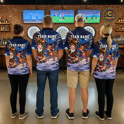 Personalized Reindeer Christmas Dart Jersey For Women Custom Name Xmas Darts Polo 1/4-Zip Shirt NYN5043